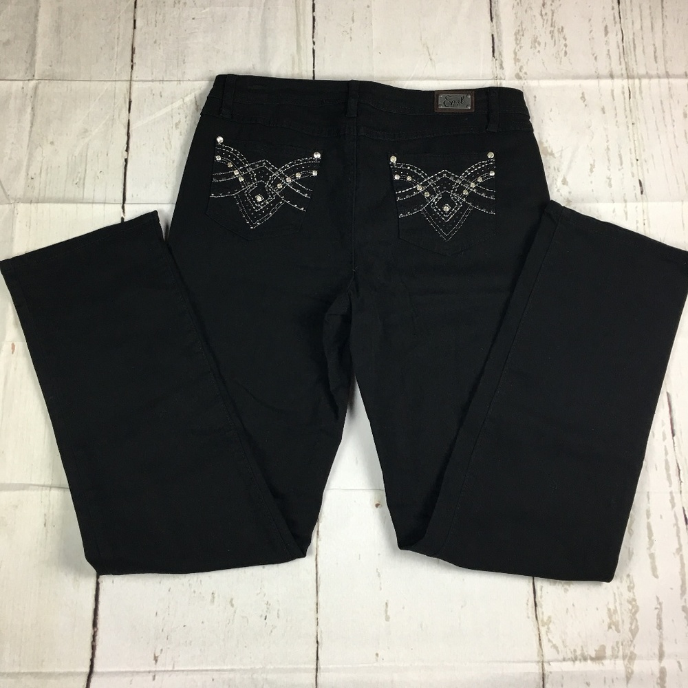 EARL JEANS Women's Size 12 Avg Black Embroidered